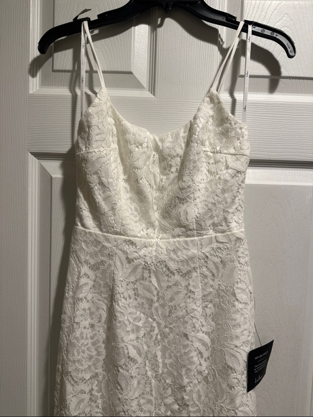 Lulu's Ivory Lace Spaghetti Dress
